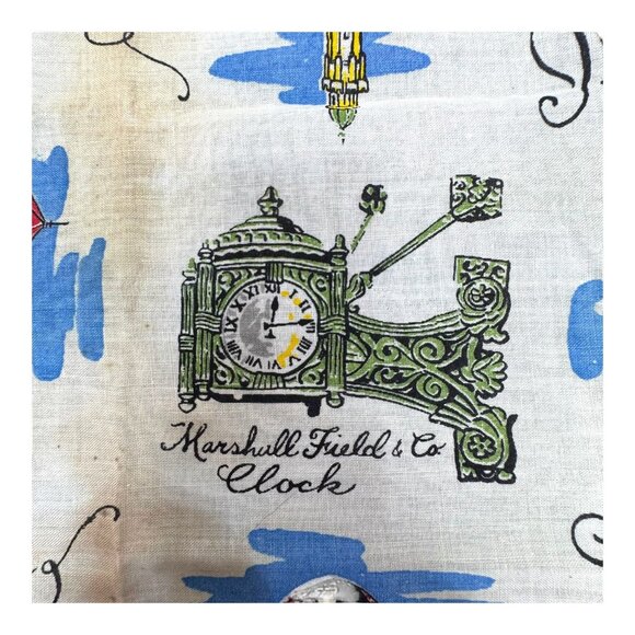 Vintage Chicago Illinois City State Landmarks RARE Souvenir Handkerchief READ - Picture 2 of 13